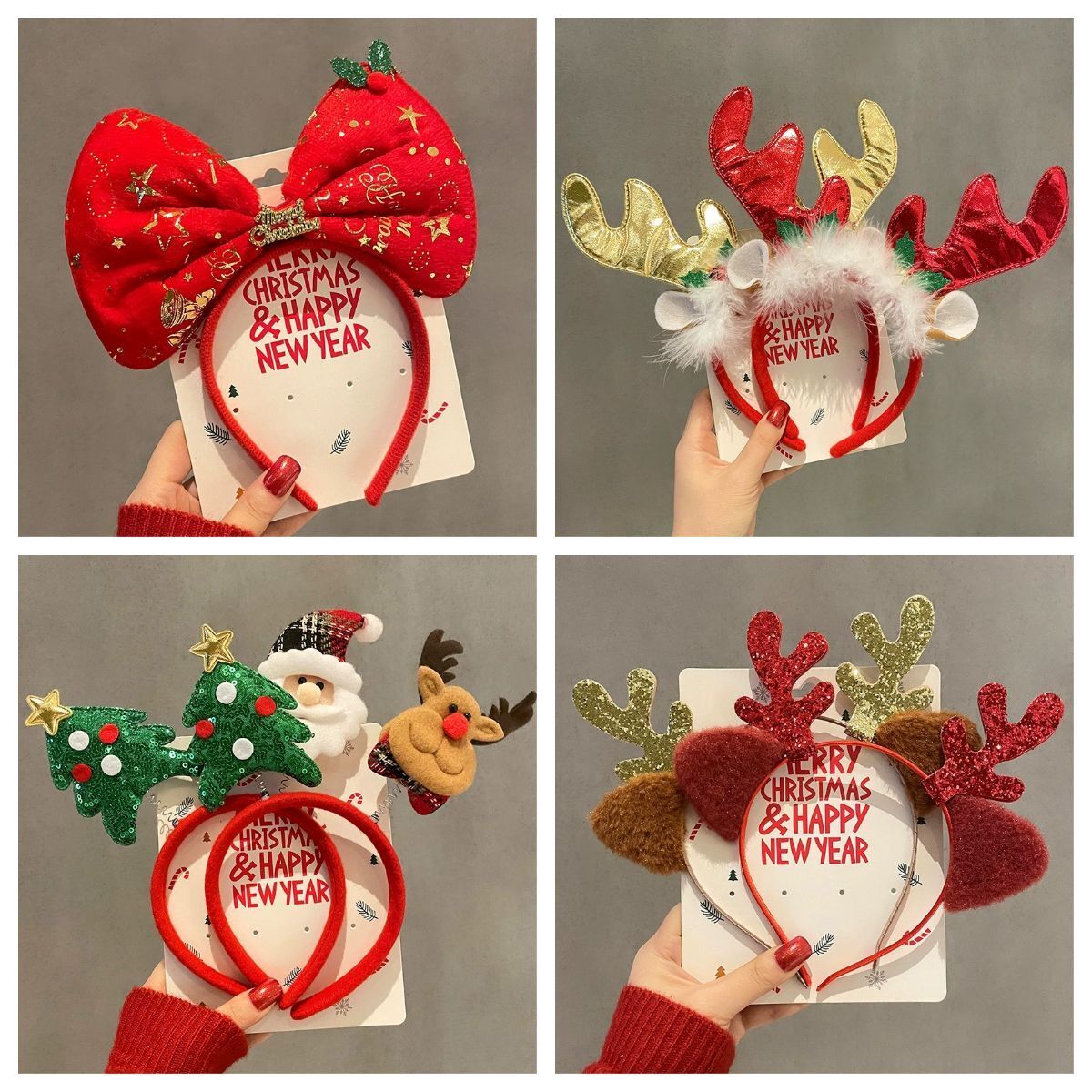 Reindeer Antlers Headband - 1-10pcs Christmas Headbands Snowman Reindeer Antlers