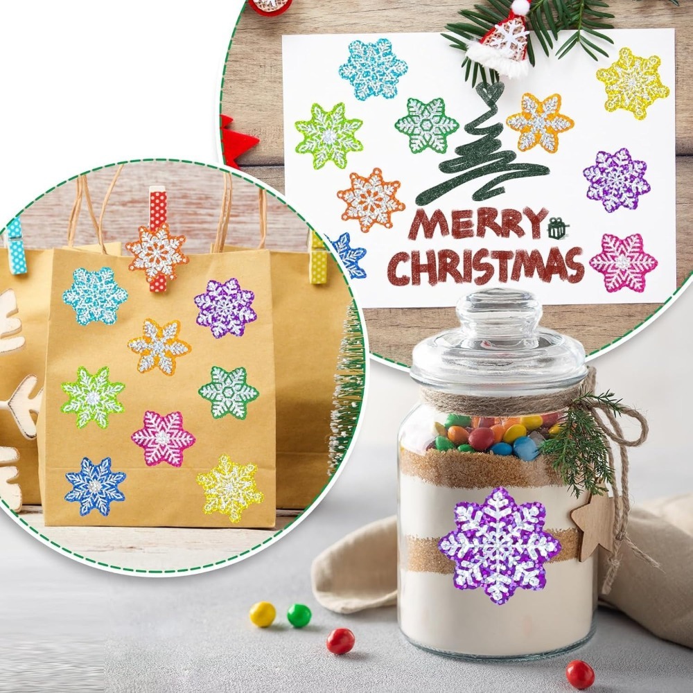 Snowflake Window Decal - 500Pcs/Roll Decorative Paper Christmas Sticker Multi