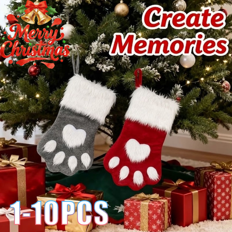 1-10PCS Christmas Pet Paw Stoc - đánh giá và giá Christmas Stocking Hanging